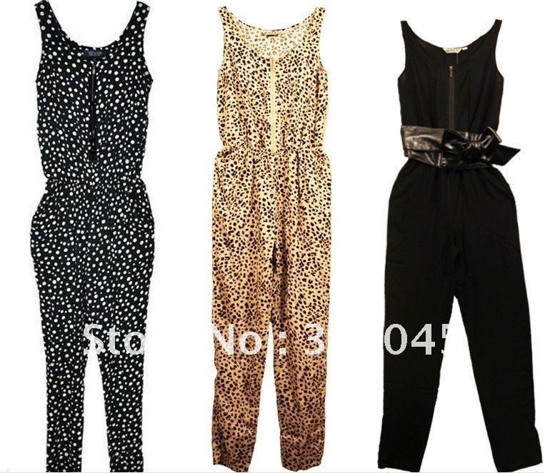 2012 summer new fashion women pants Harlan  zipper vest wave point \ Leopard \  black piece pants summer Jumpsuits