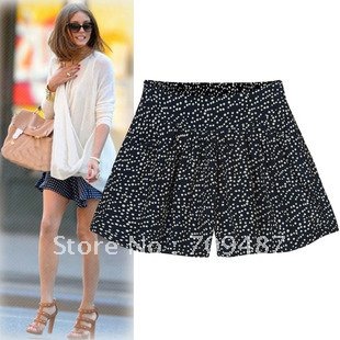 2012 Summer new women's floral dot pleated shorts shorts Divided skirts