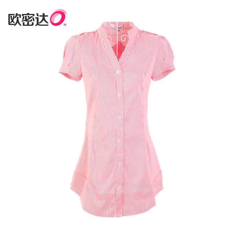 2012 summer short-sleeve shirt casual stripe chiffon shirt female short-sleeve shirt Free Shipping