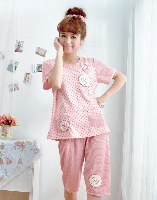 2012 summer sleepwear women's 100% cotton lounge short-sleeve set