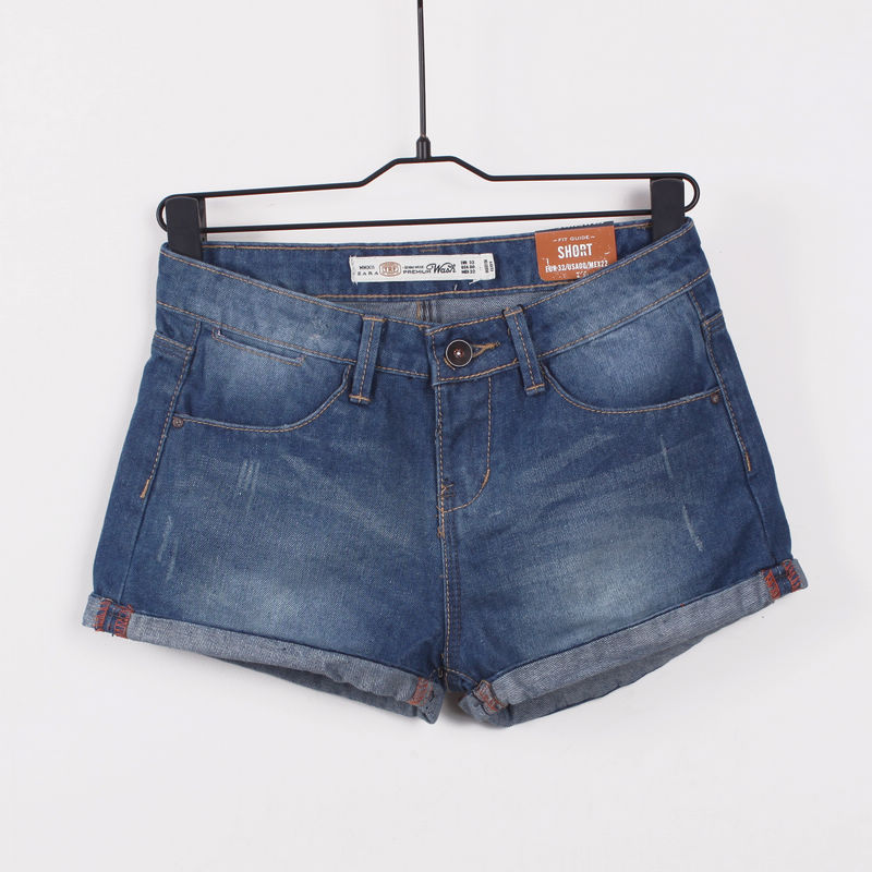 2012 summer slim denim shorts fashion all-match water wash wearing white roll up hem shorts hot trousers