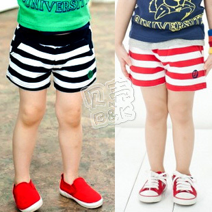 2012 summer stripe paragraph boys clothing girls clothing baby shorts kz-0866