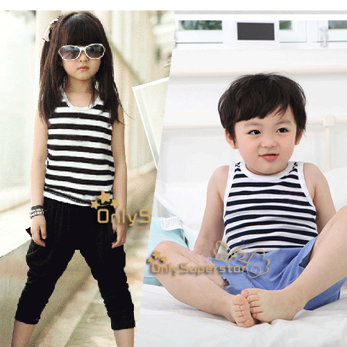 2012 summer stripe paragraph boys clothing girls clothing baby vest