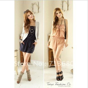 2012 summer the new hot Fashion flat piece pants the flouncing elastic waist chiffon pants version jumpsuits