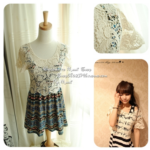 2012 summer vintage lace crochet cutout . lace short shirt design sun protection shirt