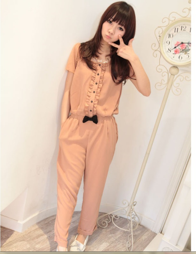 2012 summer women  ruffle hem exquisite pliableness chiffon jumpsuits and rompers