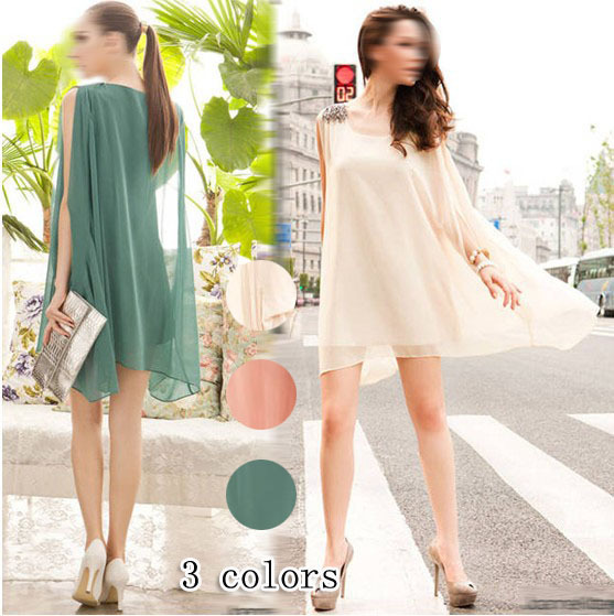 2012 summer women's a638 fashion elegant beaded decoration chiffon sleeveless one-piece dress