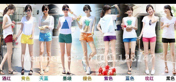 2012 summer, women's color hot pants/color shorts/candy colors shorts, sell like hot cakes, free shipping
