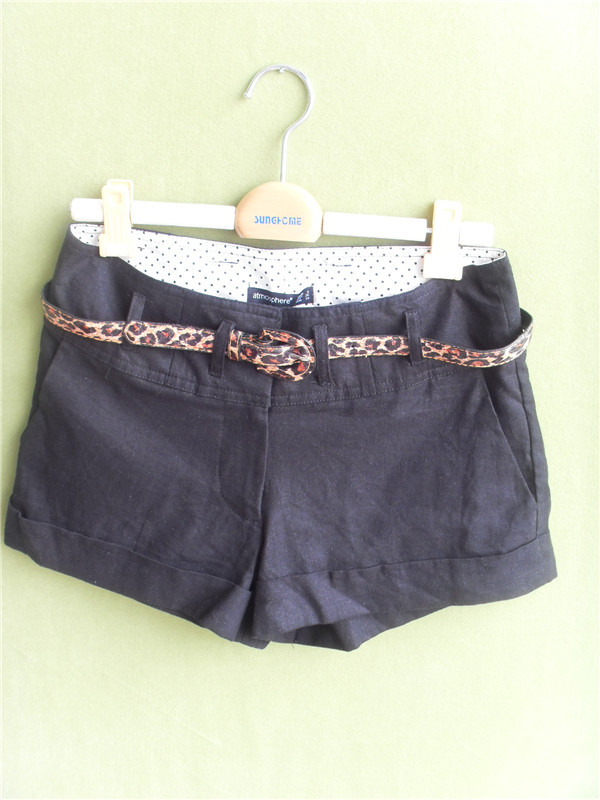 2012 summer women's fashion Black linen fashion shorts