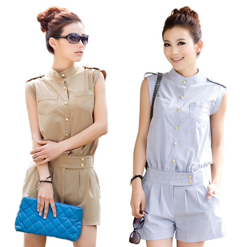 2012 summer women's fashion vintage candy lotus leaf chiffon jumpsuit one piece shorts womens  PL12061801