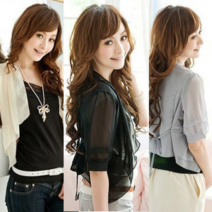 2012 summer women's half sleeve lace small lap short jacket cardigan chiffon cape