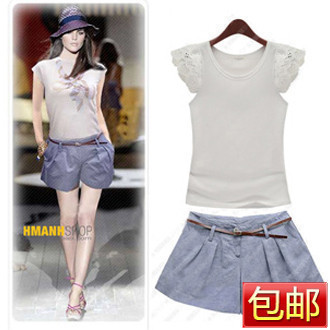 2012 summer women's new arrival fashionable casual 100% cotton water wash culottes skorts shorts 113 wholesale