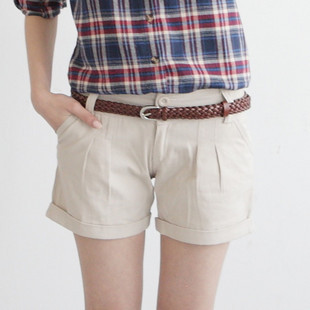 2012 summer women's new arrival fashionable casual 100% cotton water wash roll-up hem shorts