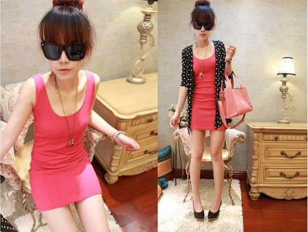 2012 summer women's slim hip spaghetti strap basic skirt skintight one-piece dress
