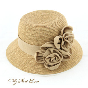 2012 summer women's strawhat summer hat straw braid sunbonnet beach cap flower dome hat
