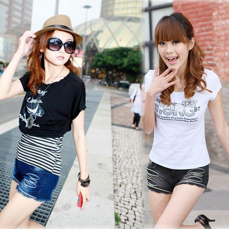 2012 summer women's vintage slim hip all-match water wash wearing white plus size shorts denim