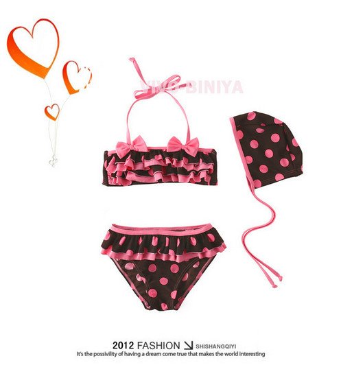 2012 Super cute girls dot bikini wholesale 5sets/lot baby swimwear baby bikini,girls swimsuit