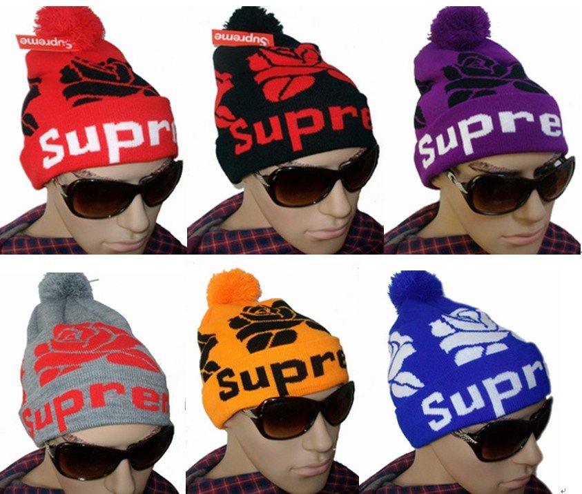 2012 supreme rose beanie  fashion pom knit beanies fuckdown golf wang stussy  caps and hats mixed color