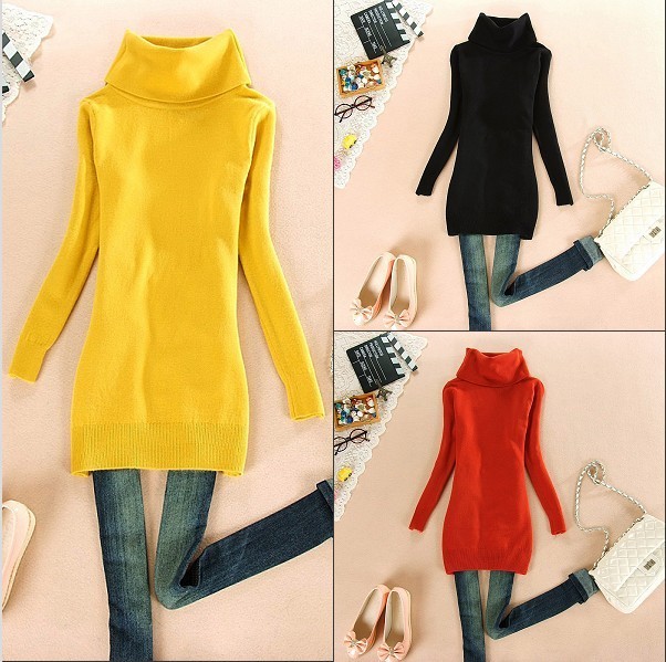 2012 sweater female outerwear slim all-match medium-long turtleneck sweater female basic sweater