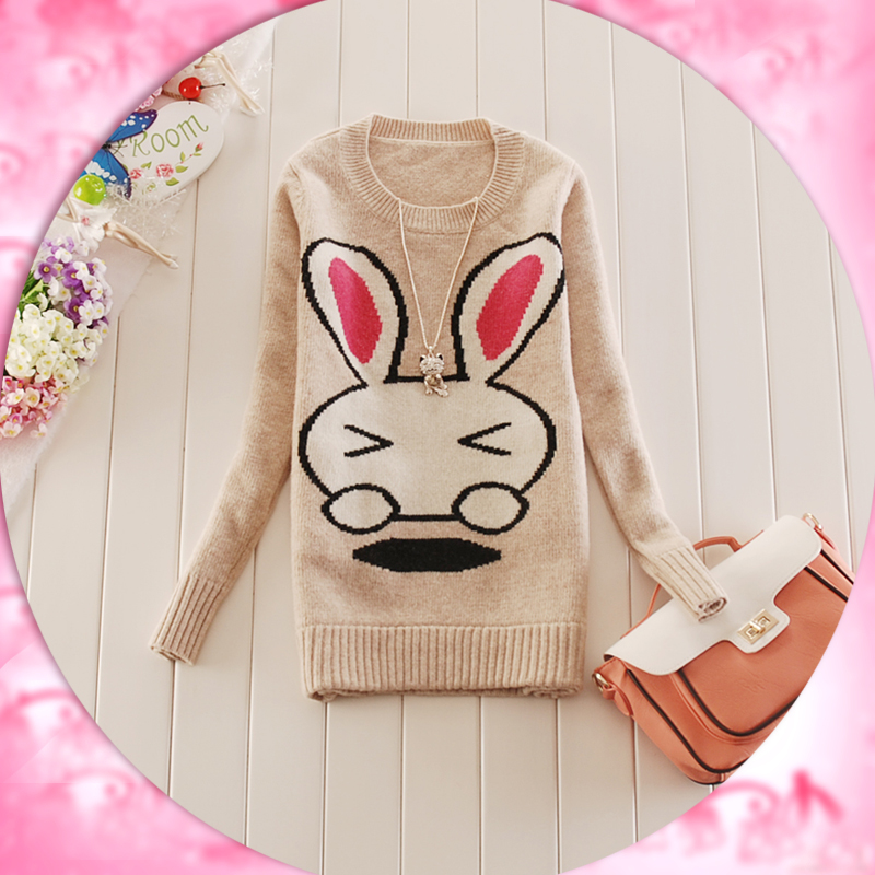 2012 sweater outerwear cartoon graphic patterns o-neck sweater knitted sweater female