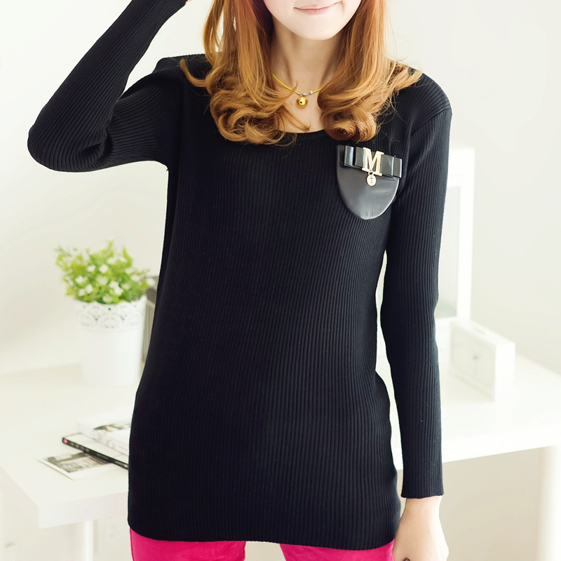 2012 sweater women's all-match medium-long basic sweater pullover 1045