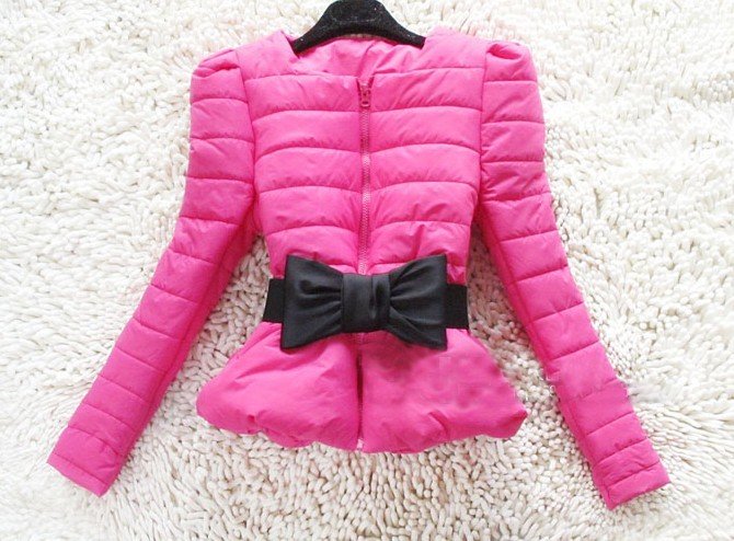 2012 Sweet cultivate one's morality hubble-bubble sleeve high waist bowknot brief paragraph cotton-padded clothes ABC03