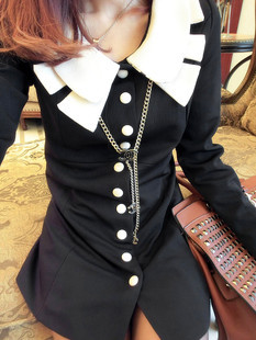 2012 sweet peter pan collar elegant slim medium-long trench overcoat outerwear 4