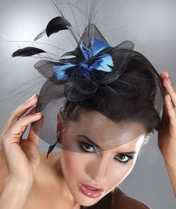2012 sweetday Fashion black bridal hairpin for wedding with beautiful blue feathers