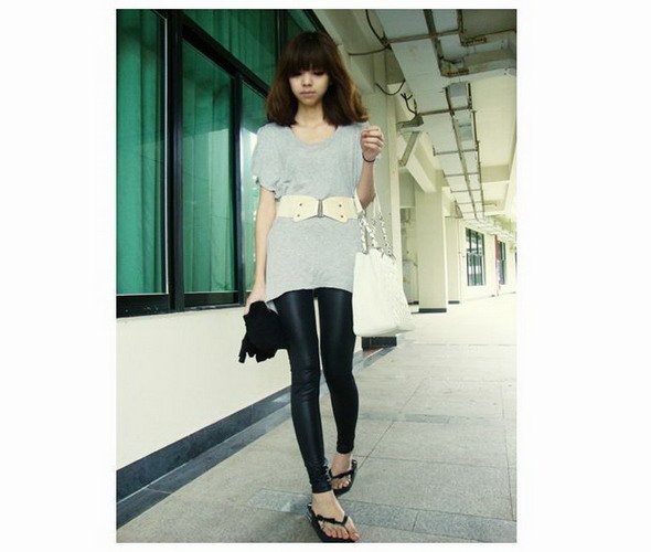 2012 swept the world Black Matte Leather Leggings Leather pants pantyhose