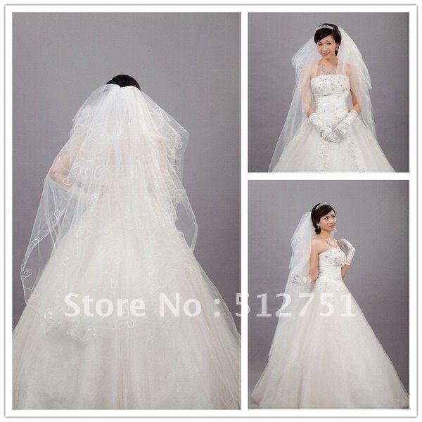 2012 the latest style, Free shipping Real In Stock  Layers tulle veil Bridal Veils Veil For Wedding Dresses Bridal Gowns TS024