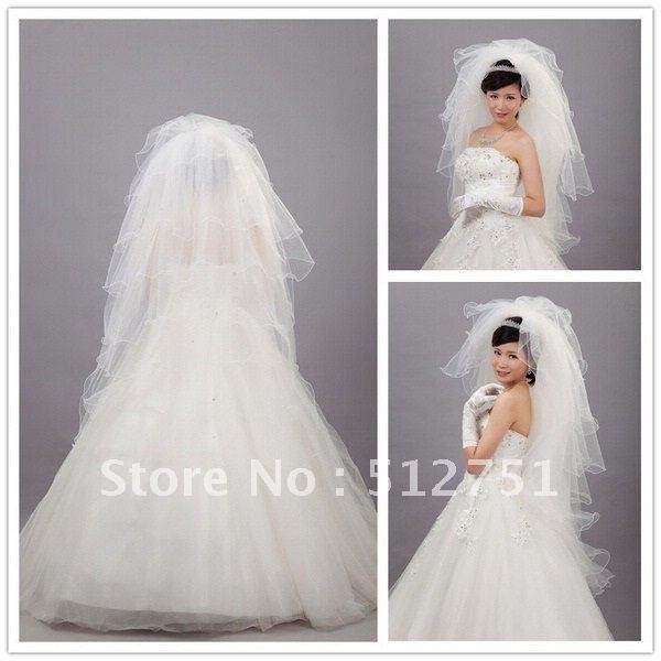 2012 the latest style, real-time inventory multilayer tulle veil bridal veil veil wedding dress bridal gown free shipping TS027