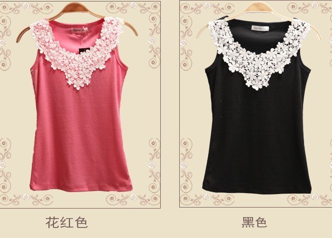 2012 the new summer hot saling Slim lace flower  vest FREE SHIPPING