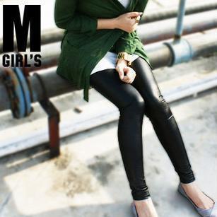 2012 the trend of fashion popular leather ankle length legging leather zipper style