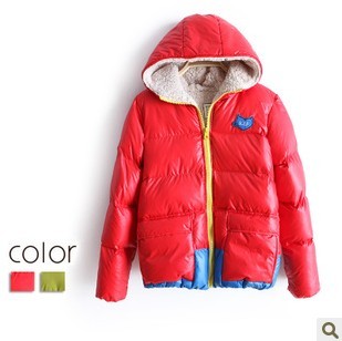 2012 thickening female candy color berber fleece liner with a hood thermal wadded jacket outerwear ww2981