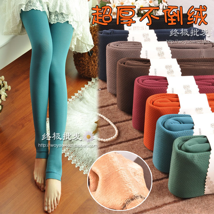 2012 thickening meat cutout goatswool double layer thermal legging socks wz440