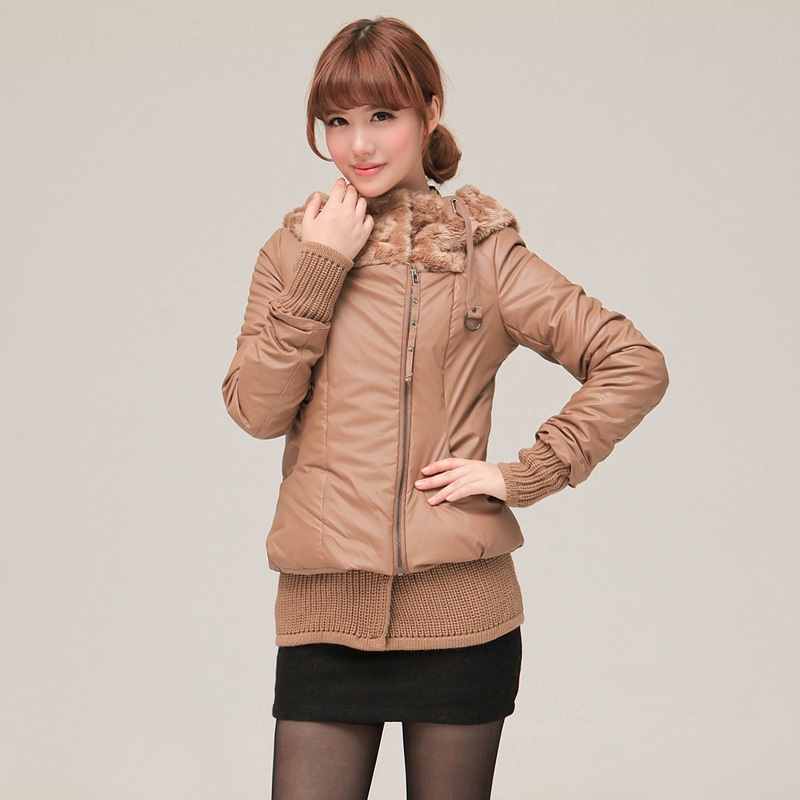 2012 thickening outerwear trench women's fleece with a hood short design wadded jacket cotton-padded jacket outerwear