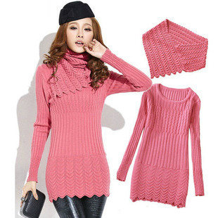 2012 thickening sweater female thermal slim medium-long women's basic pullover knitted sweater