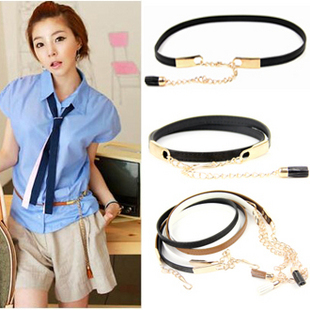 2012 thin belt female all-match japanned leather fashion decoration women's tassel belly chain k016