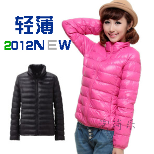 2012 thin outerwear women's slim stand collar female short design down coat