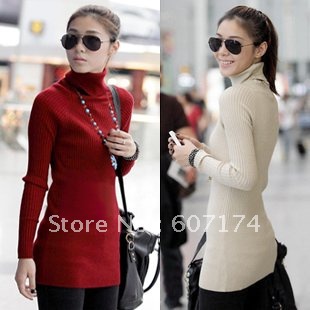 2012 Top sell&High quality stylish women's Turtleneck sweater,Fashion knitwear&pullovers,5 colors,Free size,Free shiping