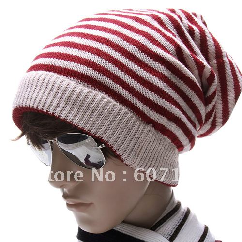 2012 Top sell Unisexy color block fine stripe knitted hat men&ladies fashionable casual trend knitted hat #2291