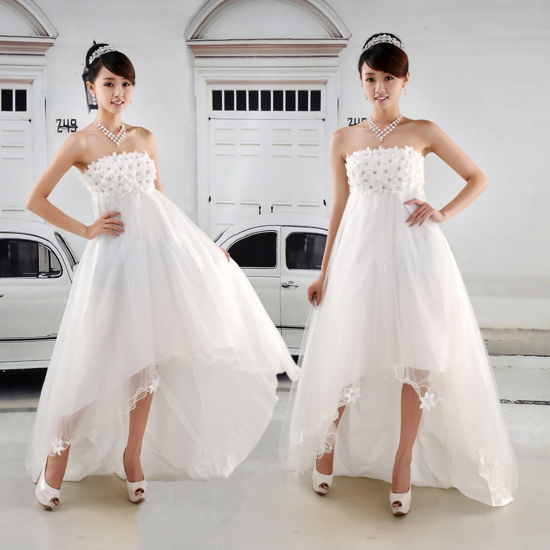 2012 train wedding dress short front with trailing short trailing a1296