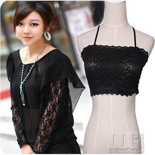 2012 translucent embroidered full lace tube top female tube top sexy halter-neck vest k49 29g