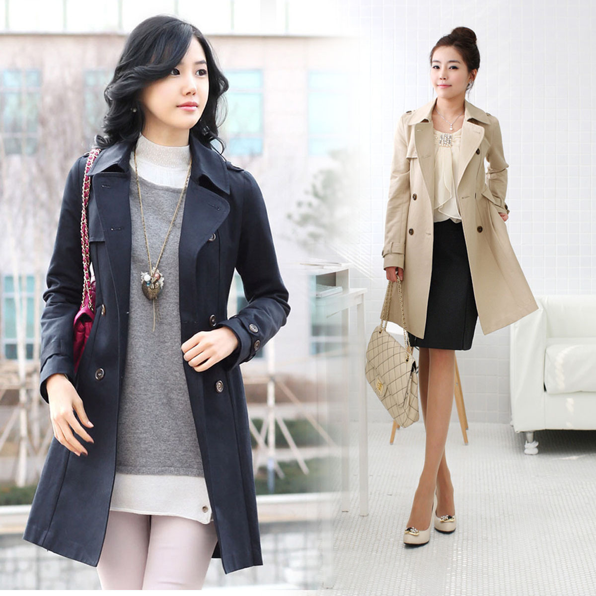 2012 trench women's autumn and winter outerwear medium-long slim spring and autumn casual women's trench