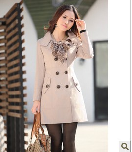 2012 trench women's spring and autumn outerwear medium-long slim casual overcoat women's trench