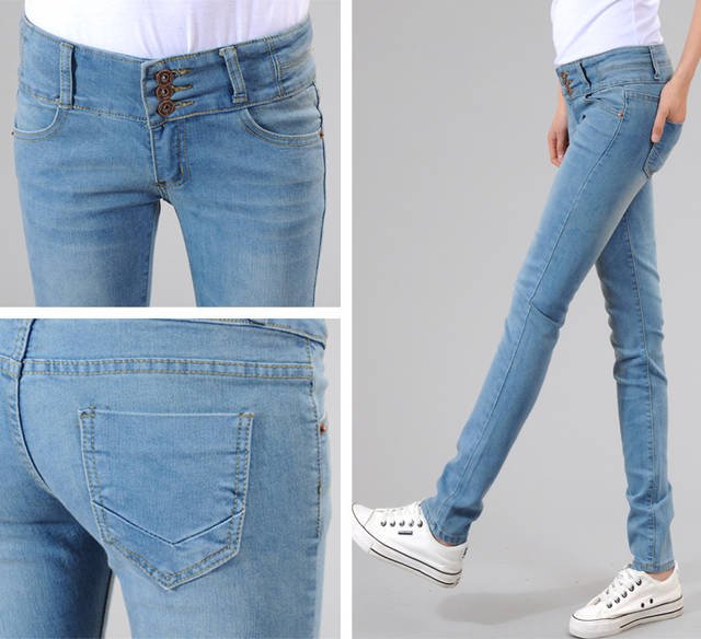 2012 trousers elastic cultivate one's morality show thin tall waist pencil pants female jeans feet pants woman Free shipping