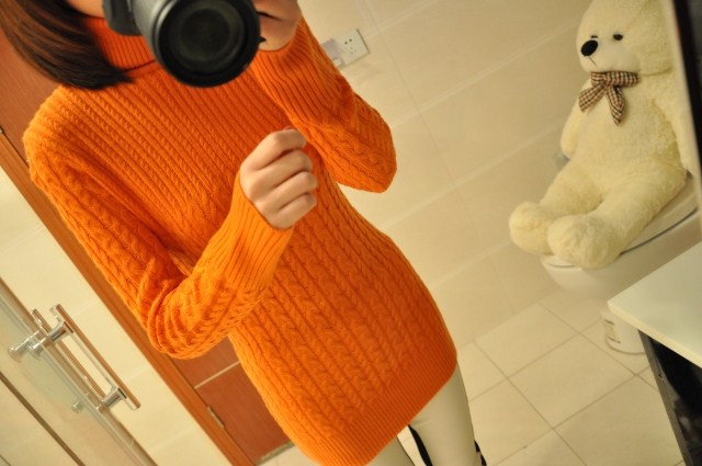 2012 twisted turtleneck medium-long basic shirt thermal sweater (WC005)