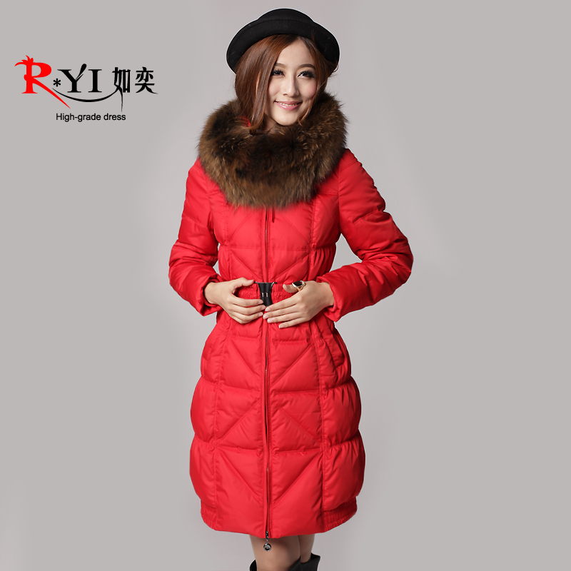2012 ultralarge luxury large fur collar female long design slim fashion slim down coat FREE SHIPPING