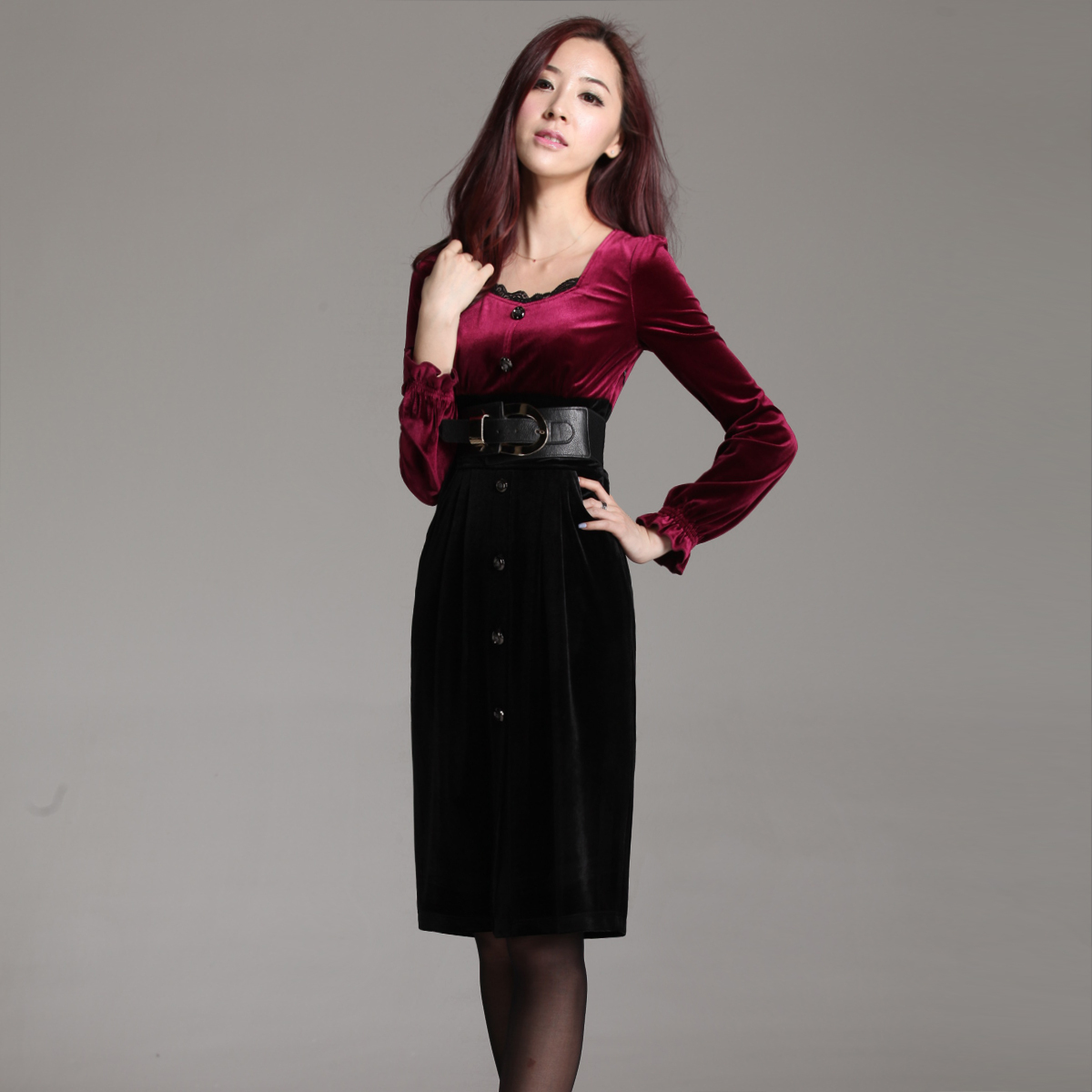 2012 velvet royal vintage elegant one-piece dress 8832 free shipping