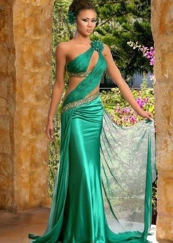2012 Very sexy Beautiful Champagne Prom Dress One shoulder beaded top Sheath Long Evening Dresses Plus Sizes